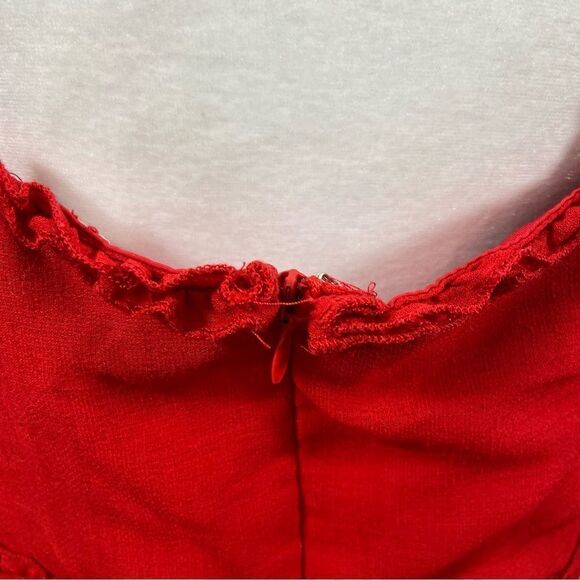 The Impeccable Pig Brand Red Tie Front Baby Doll Dress Size Large - Picture 13 of 13